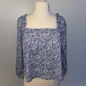 American Eagle Floral Square Neck Blouse